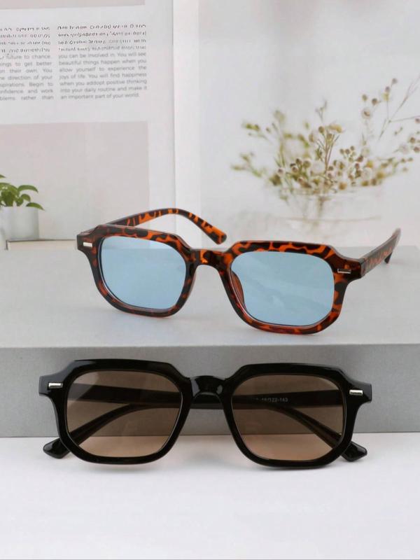 Retro Square Frame Sunglasses, Summer Trendy Casual Sunglasses for Women and Men, Fashion Accessories for Everyday Use and Outdoor Activities