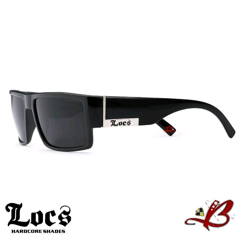 Locs OG Square Gangster Lowrider Sunglasses Street Smoke Black Frame Dark Lens Silver Accent  Full Rim Shades |Original & Authentic Locs