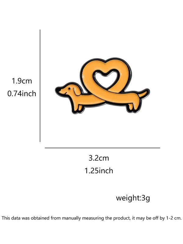 Cute Cartoon Dachshund Dog Design Brooch, Fashion Heart Design Alloy Badge for Daily Clothing Decor, Trendy All-match & Exquisite Brooch for Birthday Gift