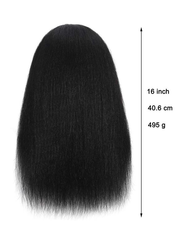 16 Inch Long Straight Hair Mannequin Head, Hairdresser Cosmetology Mannequin Doll Head, Practice Braiding Hairdressing Tool