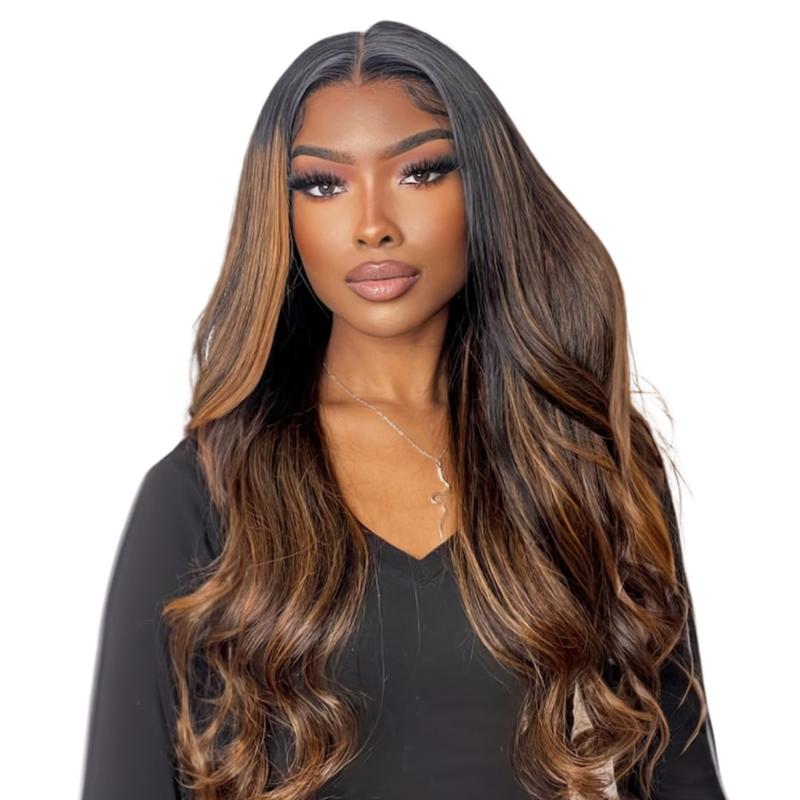 UNice 7x5 Glueless Pre-cut HD Lace Frontal Balayage Highlight Body Wave Glueless Wig 100% Human Hair