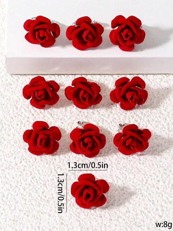 10pcs Women's Cute Mini Rose Shaped Hair Clips, 2024 Trendy Elegant Hair Clips for Hair Braids, Fashionable Hair Accessories for Daily Decoration