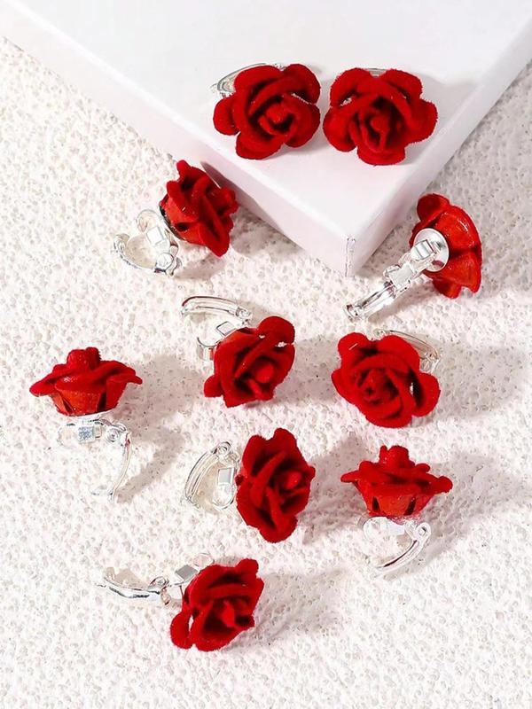 10pcs Women's Cute Mini Rose Shaped Hair Clips, 2024 Trendy Elegant Hair Clips for Hair Braids, Fashionable Hair Accessories for Daily Decoration