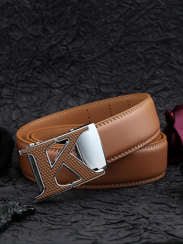 Men's Business Fashion Letter K Design Belt, Casual Waistband for Jeans Trousers, Daily Clothing Decoration, Trendy All-match & Exquisite Belt for Birthday Gift