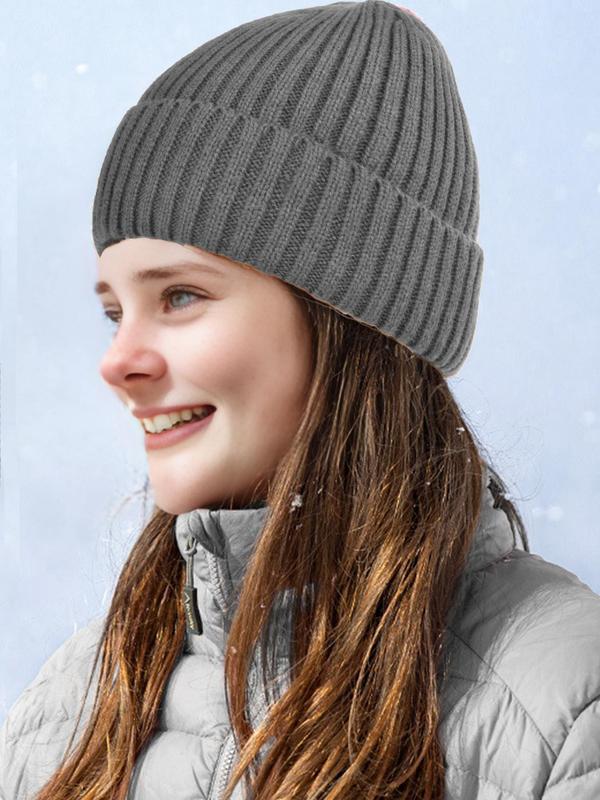 Solid Color Beanie Hat, Women's Winter Outdoor Sports Hat, Warm Hat for Women & Men, Fashion Accessories for Fall & Winter