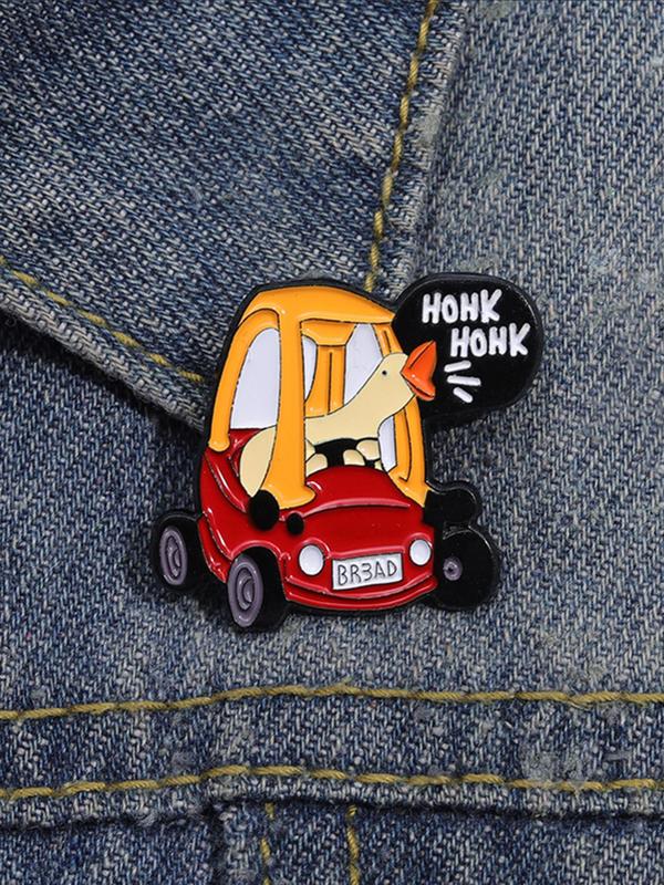 Cartoon Car Design Brooch Pin, Cute Animal Badge for Women and Men, Enamel Pin Suitable for Backpacks, Jeans, Scarves, Hats Decoration Fixed Buckle