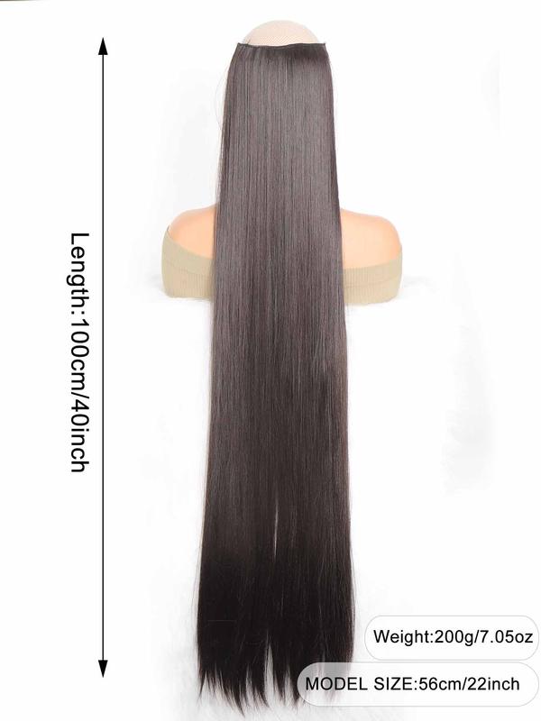 40 Inch Long Straight Clip-in Hair Extensions, Natural Fluffy Hair Extensions for Women, Synthetic Heat-resistant Hair Extensions for Party, Daily Decor