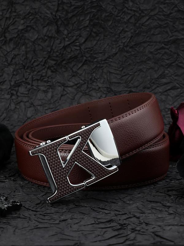 Men's Business Fashion Letter K Design Belt, Casual Waistband for Jeans Trousers, Daily Clothing Decoration, Trendy All-match & Exquisite Belt for Birthday Gift