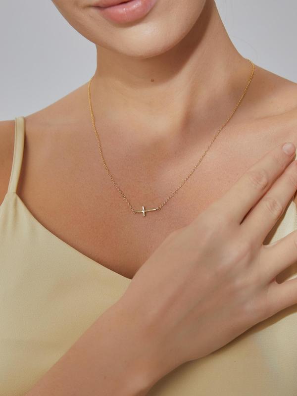 Women's Minimalist Cross Pendant Necklace, Casual Clavicle Chain Necklace for Girls, Trendy Dainty Jewelry Accessories for Party and Daily Life, Gift for Friends