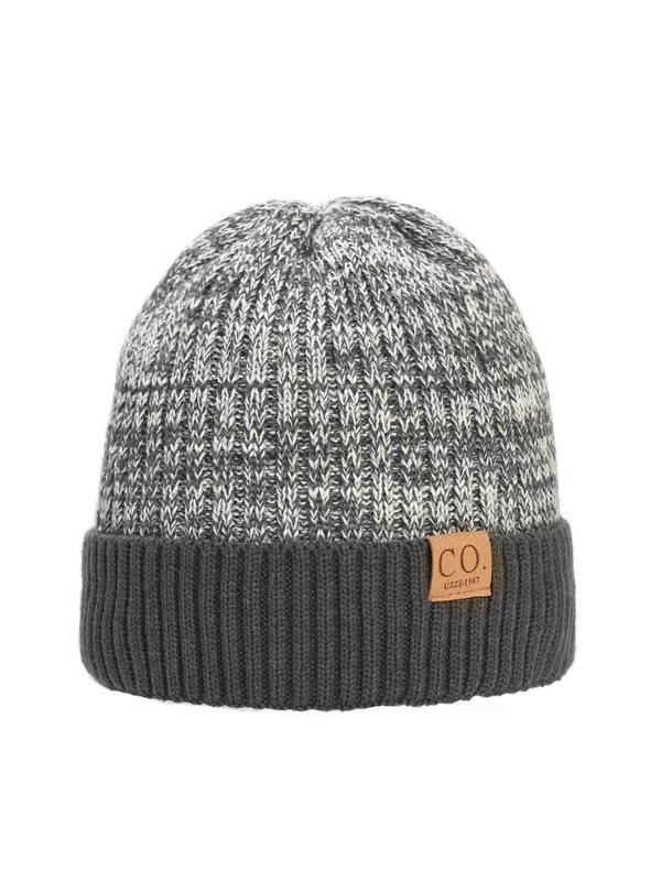 Unisex Ombre Print Beanie Hat, Casual Windproof Warm Knitted Hat for Fall & Winter, Fashion Accessories for Both Men & Women