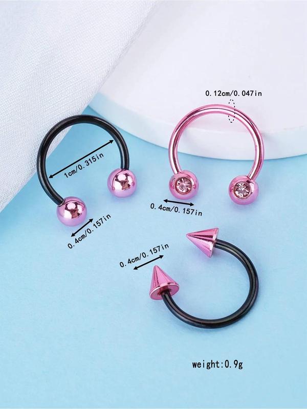 Punk Style Stainless Steel Nose Rings, Unisex Piercing Jewelry, Fashion Jewelry for Party, Daily Clothing Decor, Trendy All-match & Exquisite Jewelry for Birthday Gift