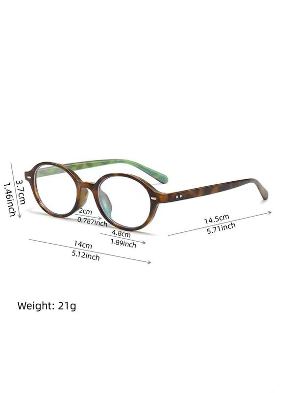 Unisex Simple Style Oval Glasses Frame, Trendy Casual Glasses Frame for Everyday Use, Fashion Accessories for Outdoor Activities