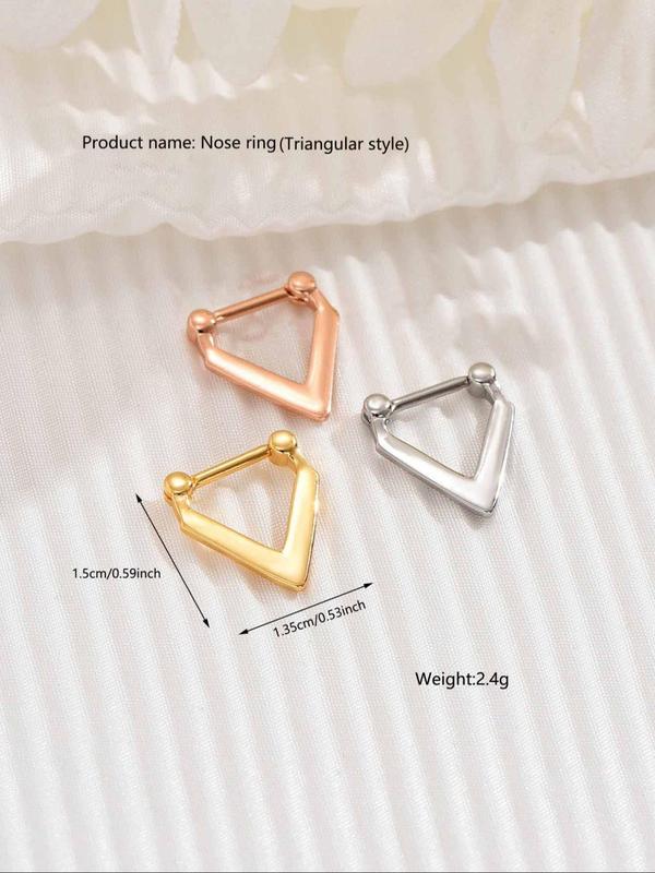 3pcs Fashion Nose Ring, Casual Stainless Steel Accessories For Women & Men, Trendy Streetwear Body Piercing Jewelry