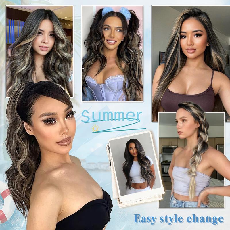 Vigorous Clip in Hair Extensions Long Wavy Synthetic Hairpieces,Natural & Soft Hair & Blends Well Hair Extensions,Easy to Wear for Women Girls Daily Use Event Party Use, Etc.Best Everyday Fashion Dress-up Accessories