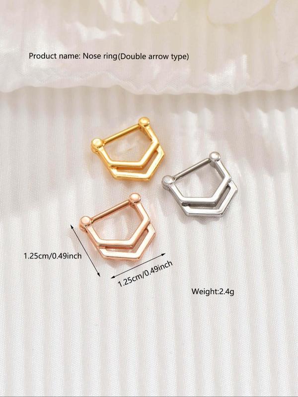 3pcs Fashion Nose Ring, Casual Stainless Steel Accessories For Women & Men, Trendy Streetwear Body Piercing Jewelry