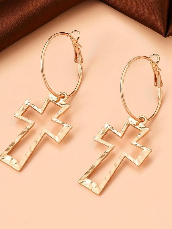 Women's Street Easter Trend Cross Design Dangle Earrings, Vintage Trendy Dangle Earrings, Chic Gorgeous Jewelry As Gift for Girlfriend