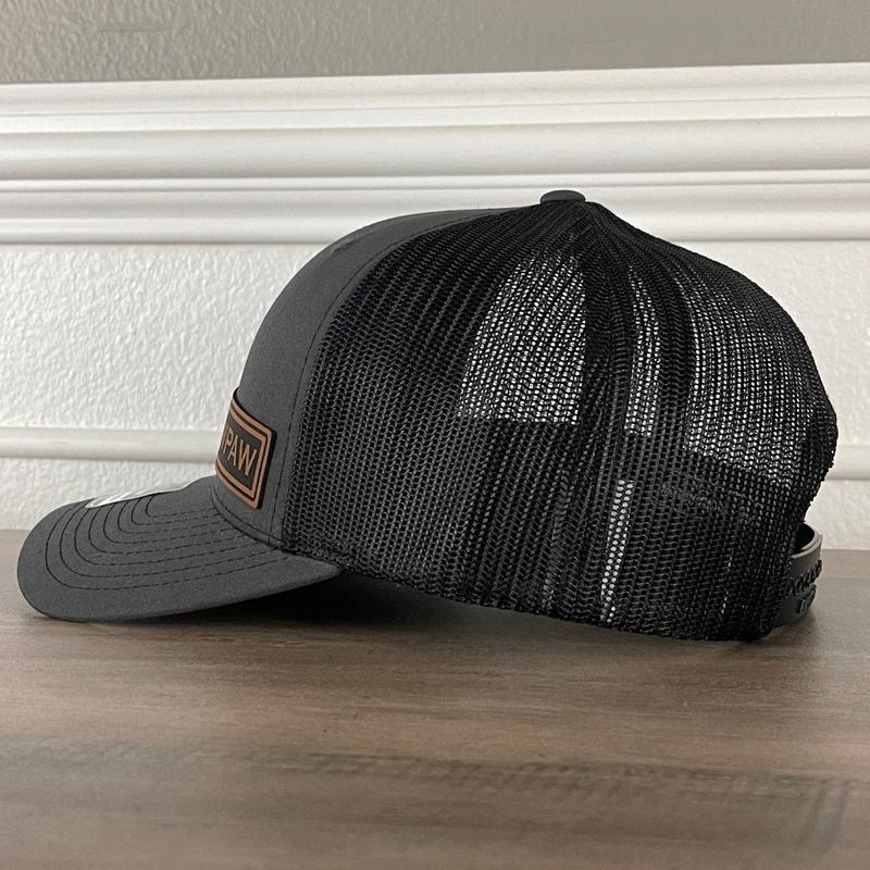 PAWPAW Side Leather Patch Hat Charcoal Black