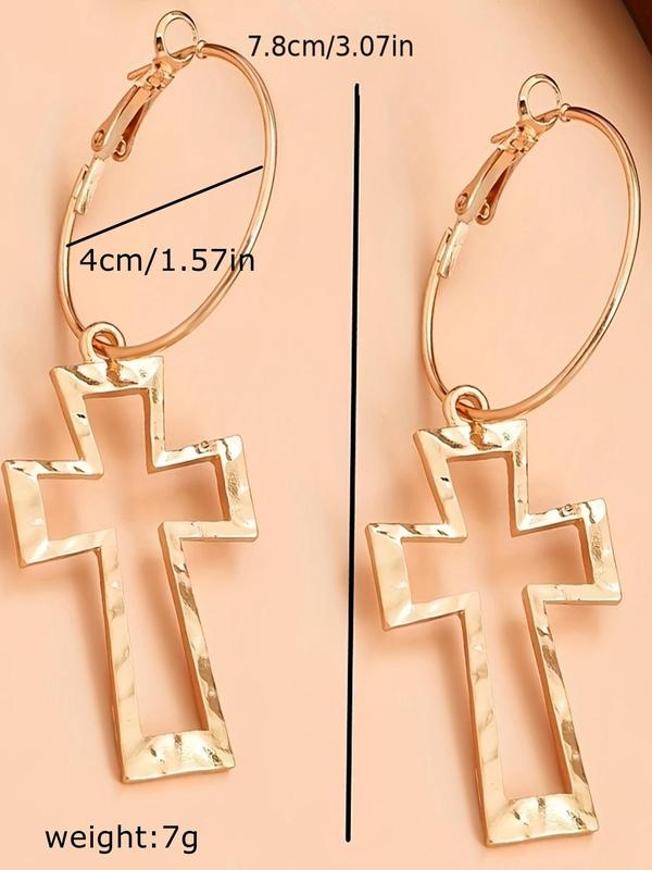 Women's Street Easter Trend Cross Design Dangle Earrings, Vintage Trendy Dangle Earrings, Chic Gorgeous Jewelry As Gift for Girlfriend