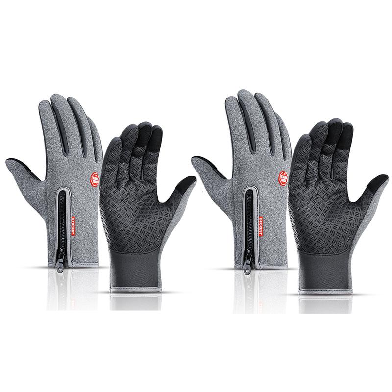 2 Pair Winter Touch Screen Water Resistant Windproof Gloves