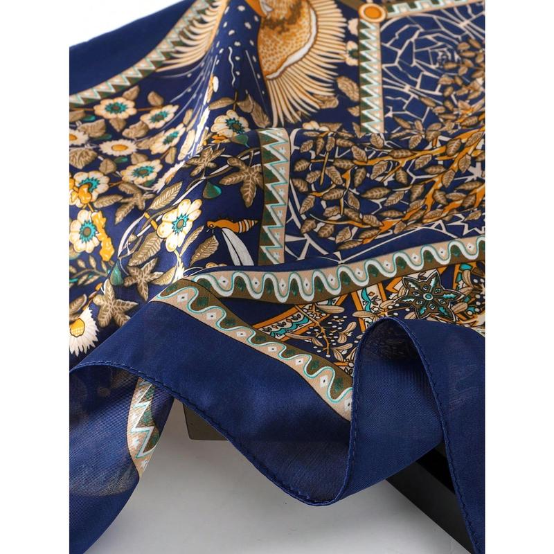 New Style 1pc Women's Luxurious Elegant Fashionable Floral Printed 70*70cm Silk Scarf for Spring, Suitable for Daily Wear, Perfect Gift Accessories Women