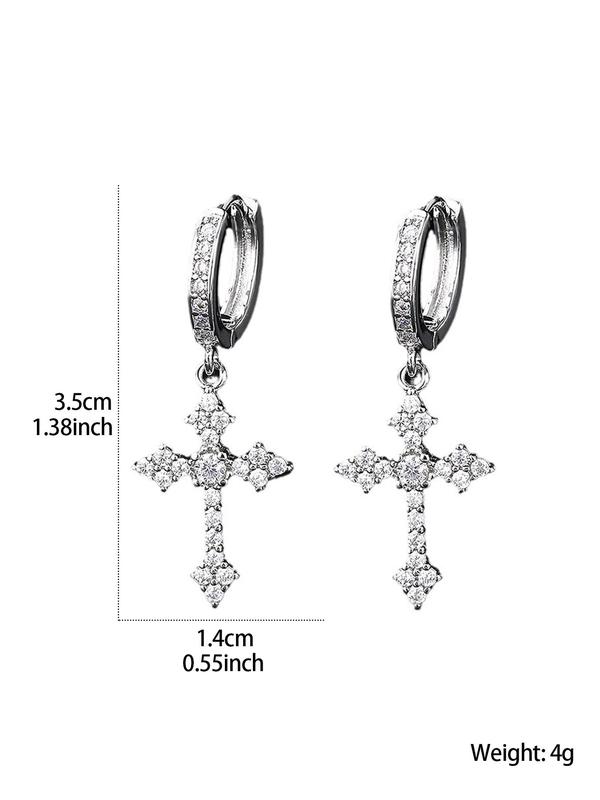 Easter Rhinestone Cross Design Dangle Earrings (1 Pair), Street Trend Jewelry for Party, Daily Clothing Decor for Girl, All-match & Exquisite Jewelry for Birthday Gift