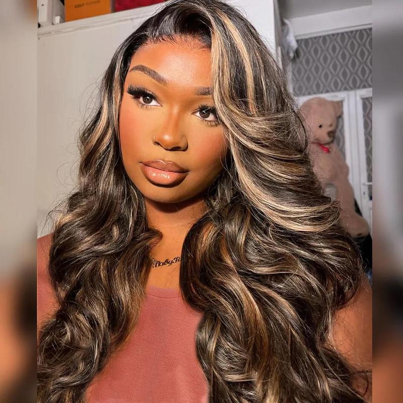 Mscoco Hair Glueless Balayage Honey Blonde Highlight Human Hair Wig Pre Cut 6x5 Wear And Go HD Lace Wig 1B 22 New Body Wave Lace Wig