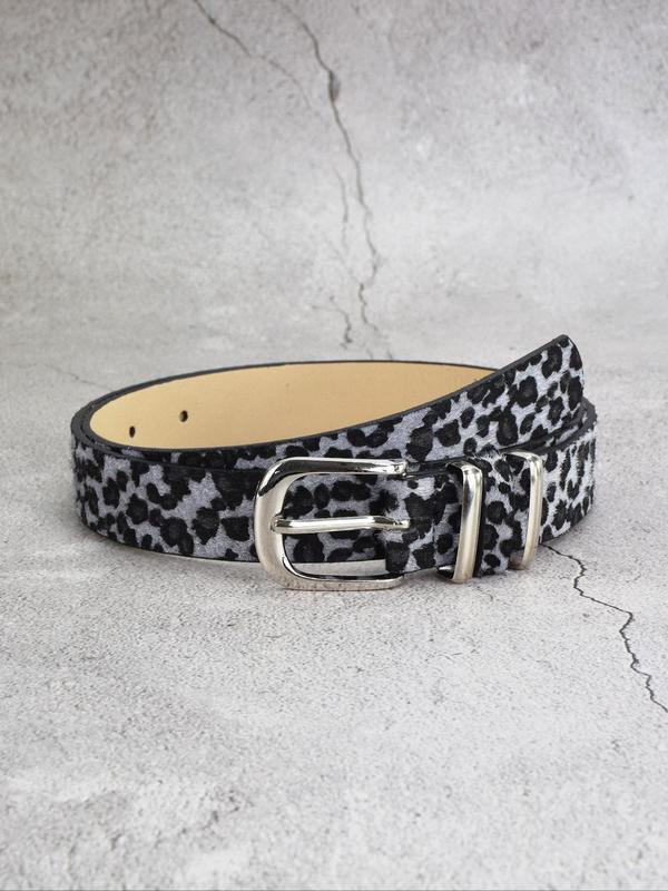 Fashion Leopard Pattern PU Buckle Belt, Casual Waistband for Jeans Trousers, Trendy All-match & Exquisite Belt for Birthday Gift