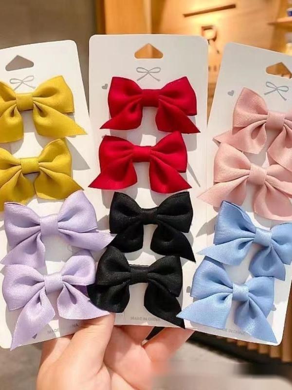 Cute Bow Decor Hair Clip (12pcs), Solid Color Bowknot Design Hair Accessories for Women & Girls, Simple Style Plain Color Bangs Clip for Party, Daily Decor