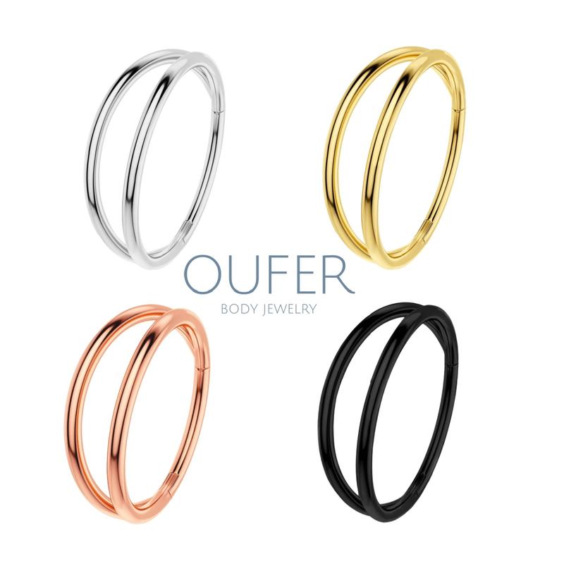 Oufer 20G Hinged Segment Double Rows Nose Nostril Piercing Hoop Ring Helix Conch Lobe Hoop Cartilage Hoop Ring 5mm 6mm 7mm 8mm 9mm 10mm 11mm 12mm