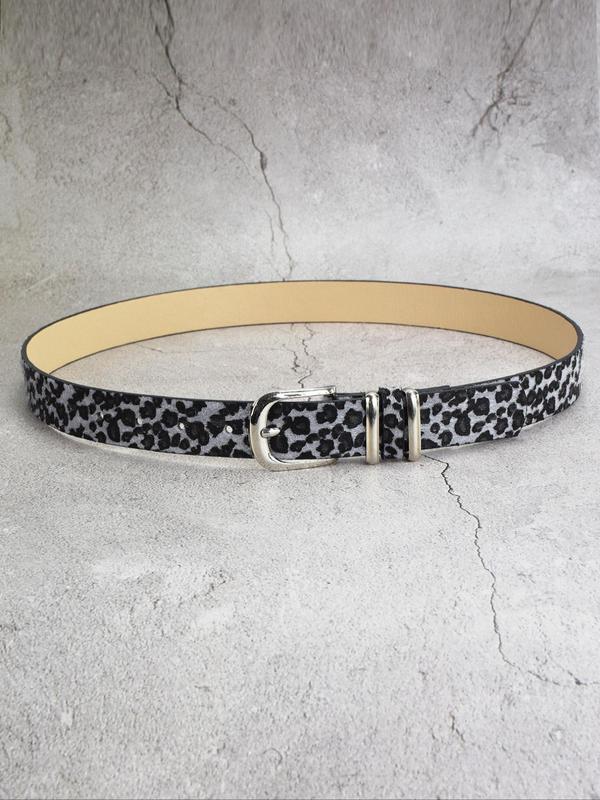 Fashion Leopard Pattern PU Buckle Belt, Casual Waistband for Jeans Trousers, Trendy All-match & Exquisite Belt for Birthday Gift