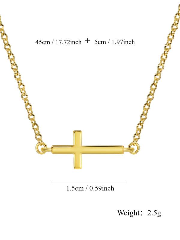 Women's Minimalist Cross Pendant Necklace, Casual Clavicle Chain Necklace for Girls, Trendy Dainty Jewelry Accessories for Party and Daily Life, Gift for Friends