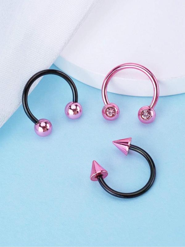 Punk Style Stainless Steel Nose Rings, Unisex Piercing Jewelry, Fashion Jewelry for Party, Daily Clothing Decor, Trendy All-match & Exquisite Jewelry for Birthday Gift