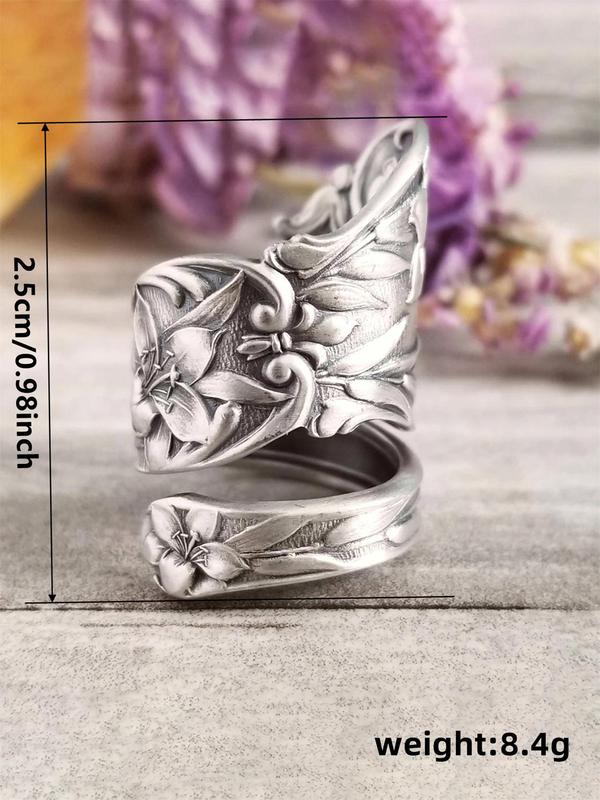 Flower Engraved Copper Ring,  Fashion Jewelry for Party, Daily Clothing Decor, Trendy All-match & Exquisite Wedding Party Jewelry Gift