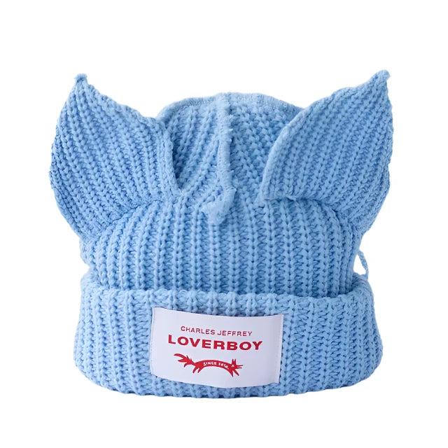 Lover Cat Ear Knitted Beanie Hat Y2K Skull Trending Bunny Ears Kpop Warm Fashion Cap