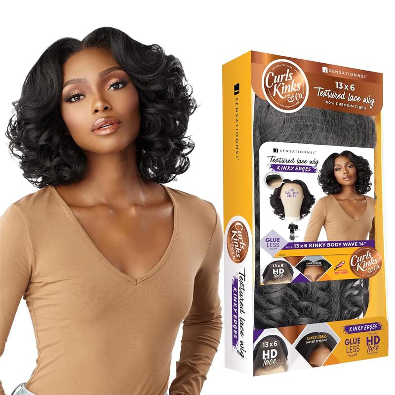 Sensationnel HD Lace Front Wig Curls Kinks N Co Glueless Kinky Edges 13X6 Kinky Body Wave 14