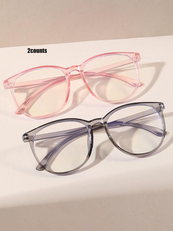 2 Pairs Simple Eyeglasses for Everyday Use, Stylish Plain Color Summer Oval Frame Fashion Eyewear, Trendy All-match Men & Women Accessories for Daily Use