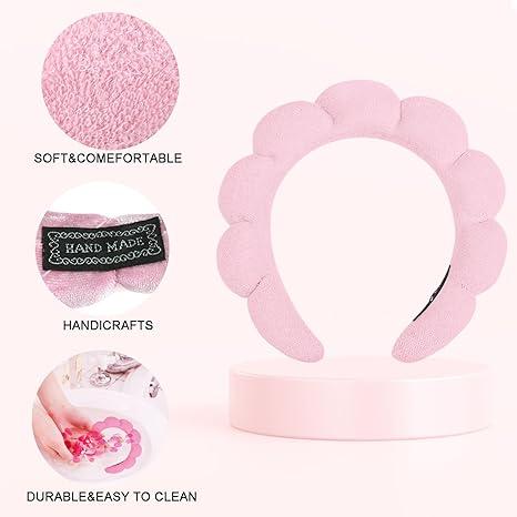 Spa Headband for Washing Face or Facial, Face Scrubber, Facial Exfoliator, Sponge Makeup Headband, Skincare Headbands for Makeup Removal, Terry Cloth Headband Bubble Soft Puffy Headband for Women Girl