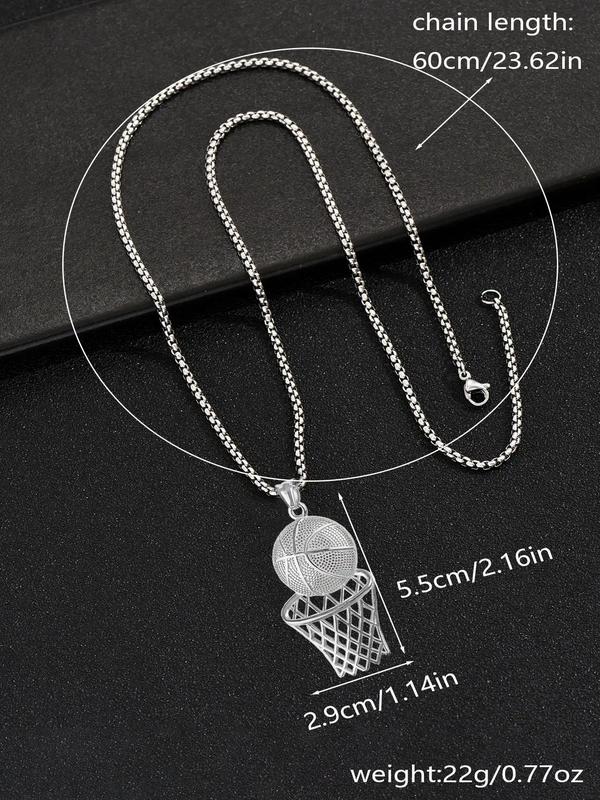 Basketball Hoop Pendant Necklace for Men & Women, Fashion Jewelry for Party, Daily Clothing Decor, Trendy All-match & Exquisite Jewelry for Birthday Gift