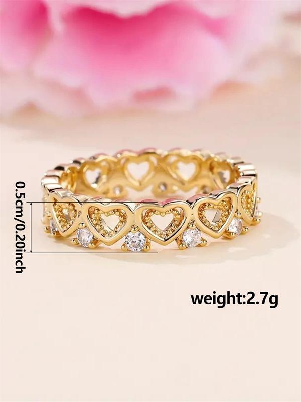 Fashion Heart Design Rhinestone Decorated Ring, Fashion Jewelry for Party, Daily Clothing Decor, Trendy All-match & Exquisite Jewelry for Birthday Gift