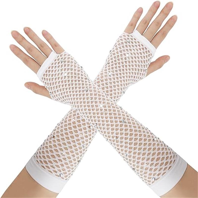 Fishnet Gloves for Women Party Costume, Fishnet Gloves for Costume Accessories, Fingerless Fishnet Gloves