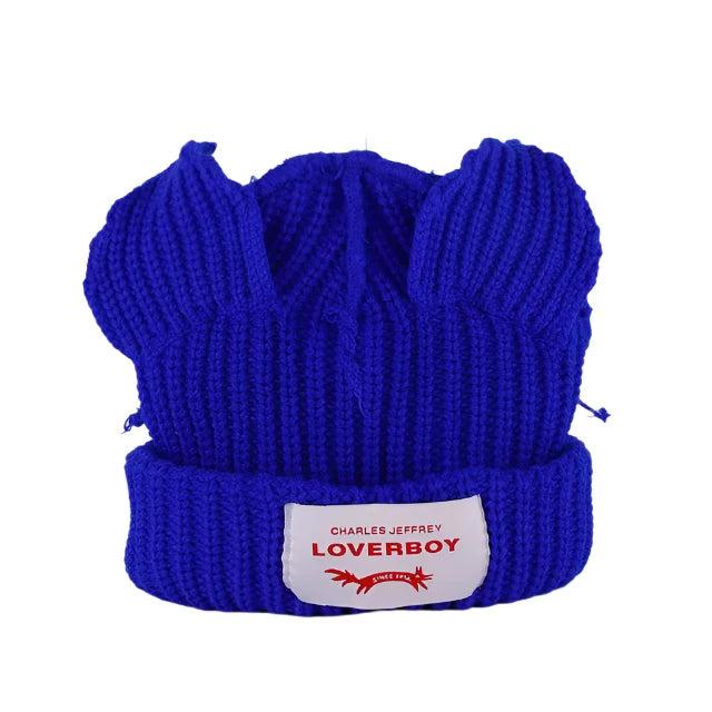 Lover Cat Ear Knitted Beanie Hat Y2K Skull Trending Bunny Ears Kpop Warm Fashion Cap