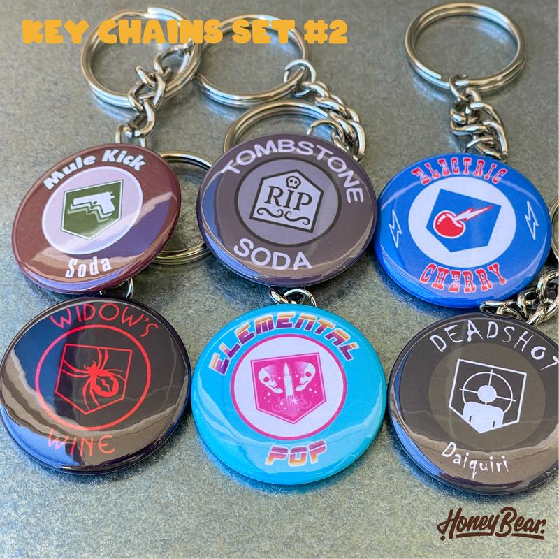 Collectible Zombie Perk Keychains for Gamers KeyTag