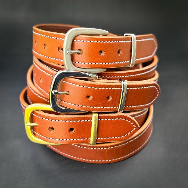 Gibson-Made Leather Belt - Heavy Steer Hide - Solid Brass Hardware