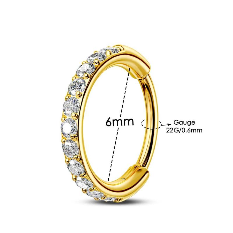 Oufer 22G Micro Paved CZ Stone Hinged Segment Nose Ring