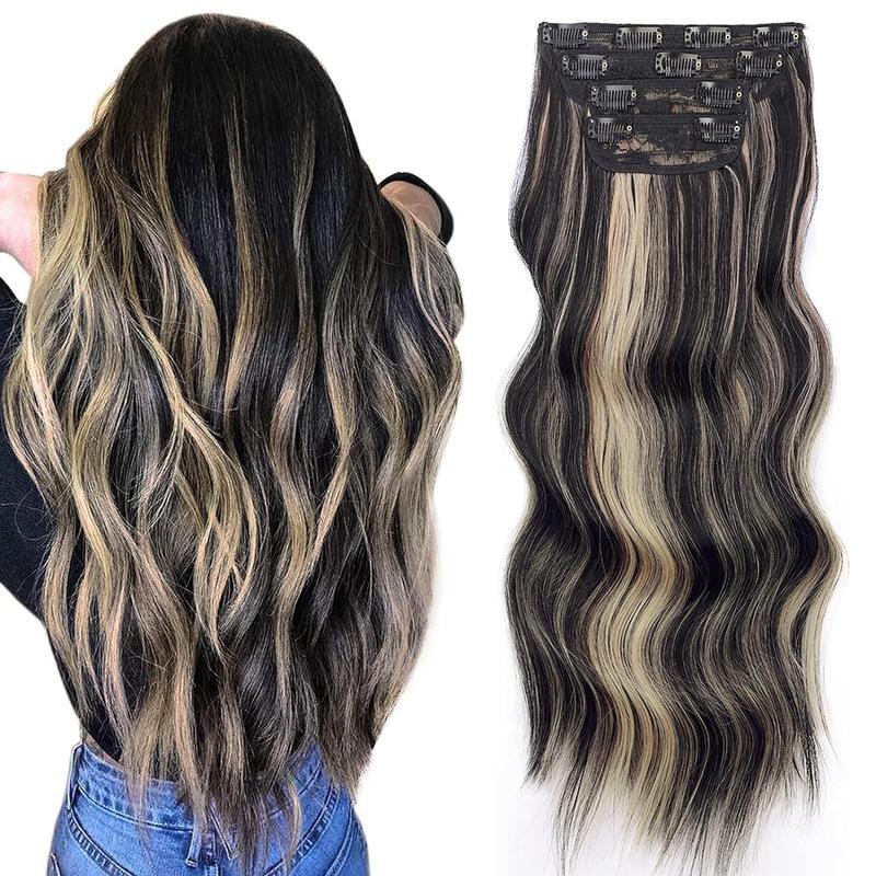 One Beauty Clip in Hair Extensions Long Wavy Synthetic Hairpieces,Natural & Soft Hair & Blends Well Hair Extensions,Perfect for Short Thinning Hair,Easy to Wear for Women Girls Daily Use Event Party Use, Etc.Best Everyday Fashion Dress-up Accessories