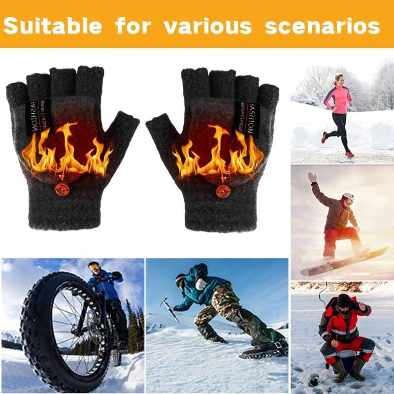 USB Heated Gloves, 1 Pair Winter Warm Gloves with Charging Cable, Portable Wear-resistant Gloves for Skiing Riding Hiking, Christmas Gift