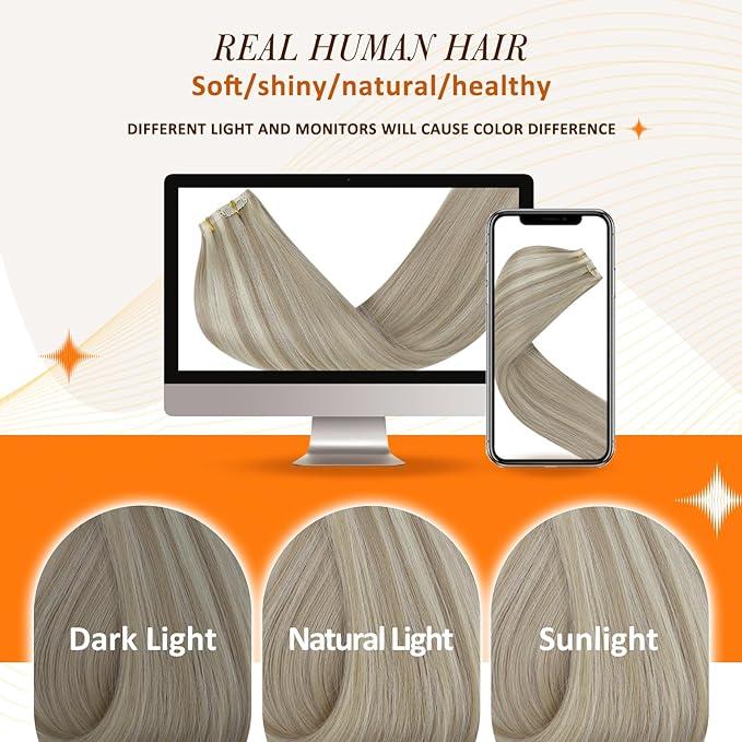 Full Shine Seamless Clip in Human Hair Extension Straight Hair 120g 8 Pcs Easy to Apply