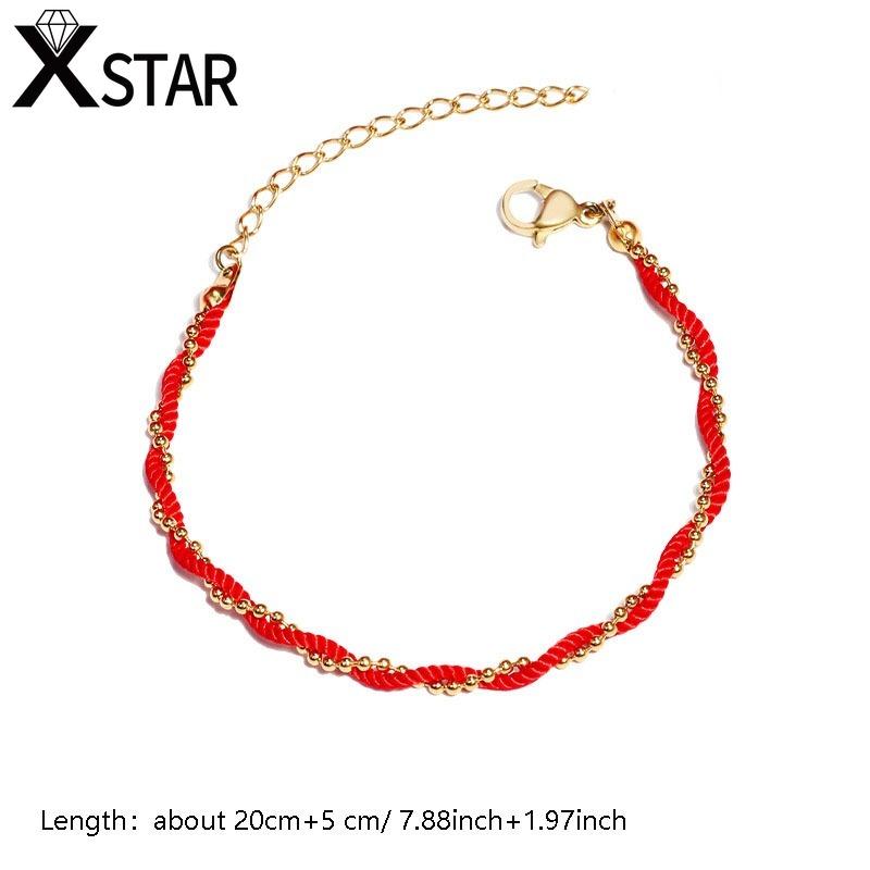 Ankle Bracelet for Women Girls Red Rope Cord Blessing Anklets Stainless Steel Bead Chain Jewelry Gift Handmade Foot Accessories Summer Jewelry