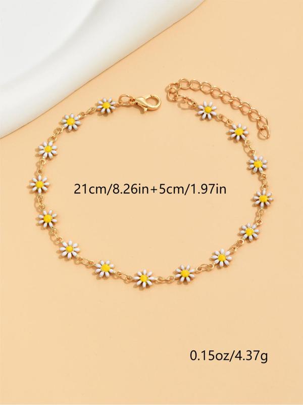 Cute Daisy Decorated Anklet for Women & Girls, Fashion Matching Anklet Jewelry for Party, Classic Fashion Accessories for Daily Wear