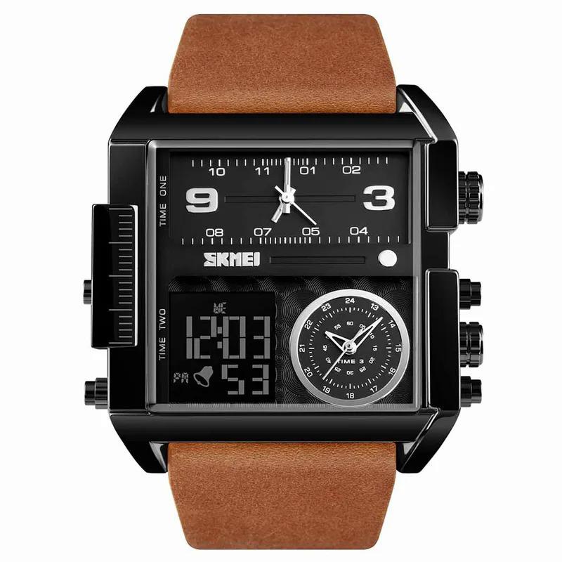 Men'S Luxury Waterproof Watch Multi Function Sports Square Fashion Electronic Watch Fashion Digital Men'S Stylish Watches